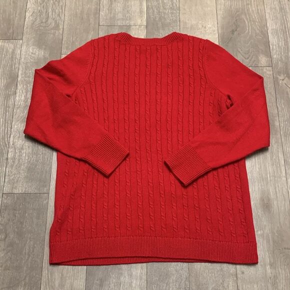 Womens Talbots Cable Knit Crewneck Red Holiday Pullover‎ Sweater - Picture 2 of 8